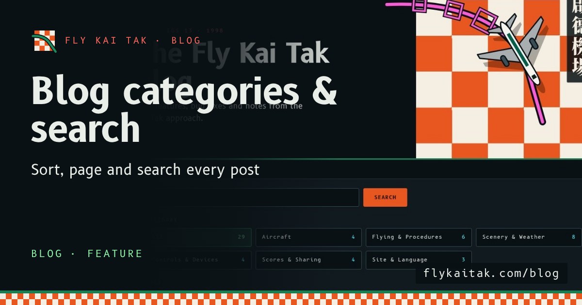 The Fly Kai Tak blog sorted by category, with a heading above each group of posts.