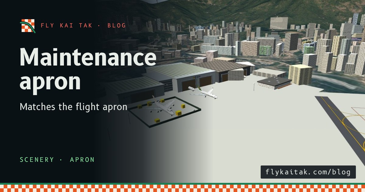 The maintenance area on pale concrete that runs on from the main apron.