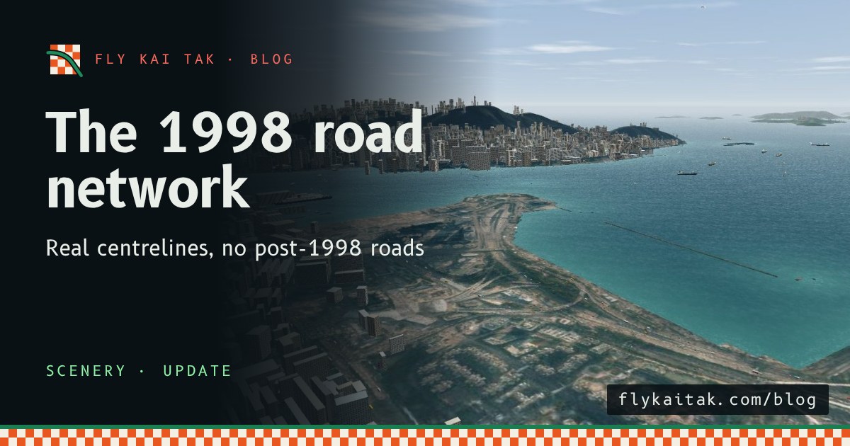 Looking south-west over Yau Ma Tei at the bare West Kowloon reclamation, with the expressway along its edge and Hong Kong Island across the harbour.