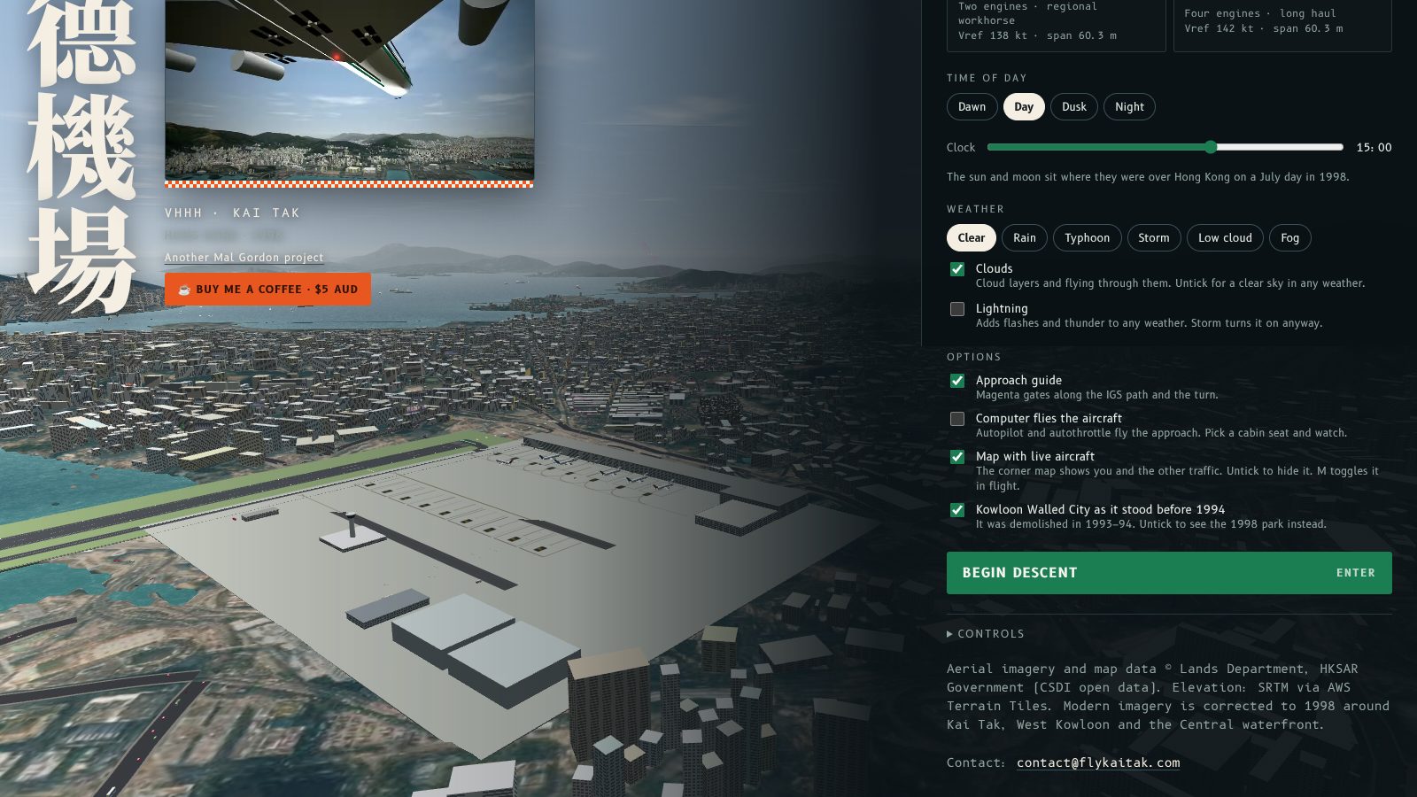 The home screen options with the new Map with live aircraft tick box under Computer flies the aircraft.
